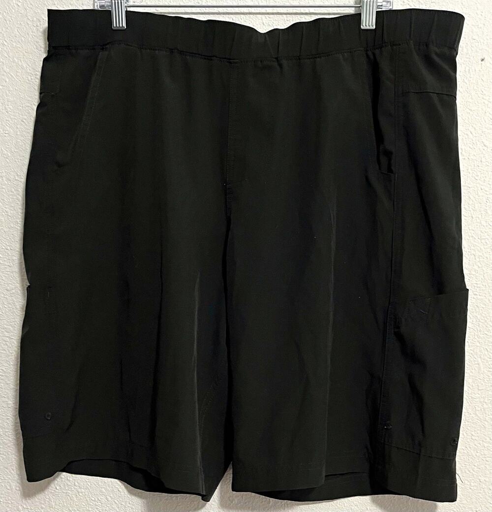 Magellan Outdoors Men's Black Solid chino Shorts, Polyester Spandex, Zipper